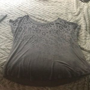 Grey blouse with black leopard print with jewels